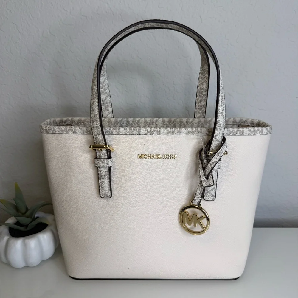3 Pcs Michael Kors Jet Set Travel XS Carryall Tote matching Coinpouch & Dust Bag - Picture 4 of 15